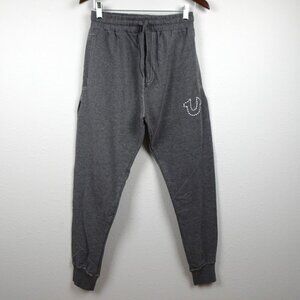 True Religion Joggers Men's Size S Gray Logo Sweatpants Lounge Wear